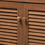 Baxton Studio Contemporary 11-shelf Wood Shoe Storage Cabinet with Drawer
