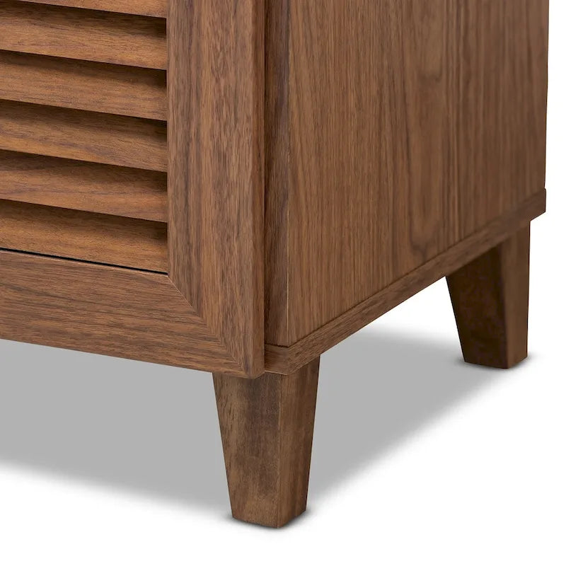 Baxton Studio Contemporary 11-shelf Wood Shoe Storage Cabinet with Drawer