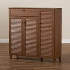 Baxton Studio Contemporary 11-shelf Wood Shoe Storage Cabinet with Drawer