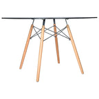 Dover 47 Modern Round Dining Table for 4 - Mid-Century Classic Table with Glass/Wood Tabletop for Home Living Room and Kitchen
