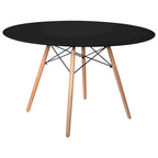Dover 47 Modern Round Dining Table for 4 - Mid-Century Classic Table with Glass/Wood Tabletop for Home Living Room and Kitchen