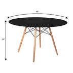 Dover 47 Modern Round Dining Table for 4 - Mid-Century Classic Table with Glass/Wood Tabletop for Home Living Room and Kitchen