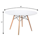 Dover 47 Modern Round Dining Table for 4 - Mid-Century Classic Table with Glass/Wood Tabletop for Home Living Room and Kitchen
