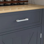 HOMCOM Rolling Kitchen Island with Drop Leaf Wood Breakfast Bar, Farmhouse Kitchen Cart with 2 Drawers, Dark Gray