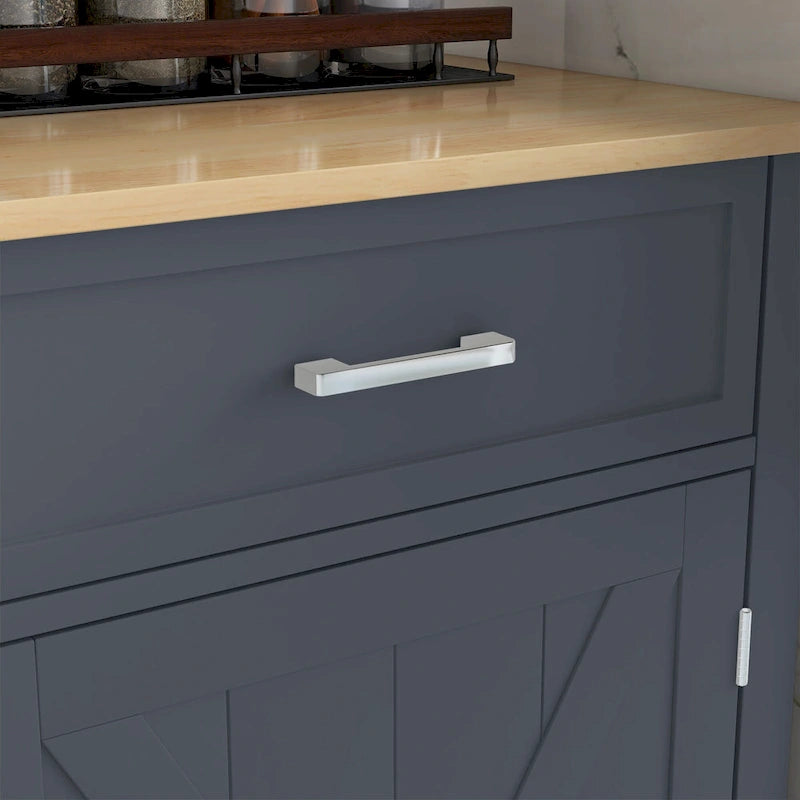 HOMCOM Rolling Kitchen Island with Drop Leaf Wood Breakfast Bar, Farmhouse Kitchen Cart with 2 Drawers, Dark Gray