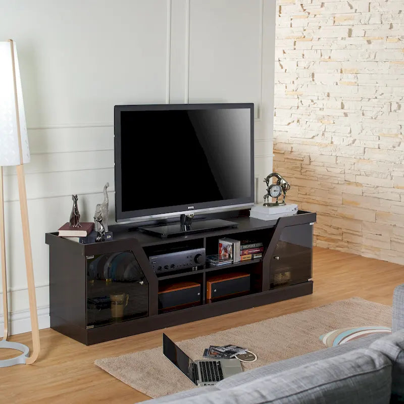 DH BASIC Modern Espresso 71 Wide Entertainment Center by Denhour