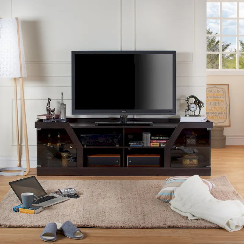 DH BASIC Modern Espresso 71 Wide Entertainment Center by Denhour