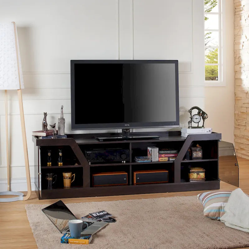 DH BASIC Modern Espresso 71 Wide Entertainment Center by Denhour