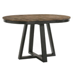 Harper Round Counter Table with Trestle-styled based, Brushed Brown & Pecan