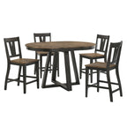 Harper Round Counter Table with Trestle-styled based, Brushed Brown & Pecan