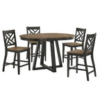 Harper Round Counter Table with Trestle-styled based, Brushed Brown & Pecan