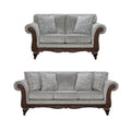 Roundhill Furniture Hernen 2-Piece Carved Wood Frame Living Room Set