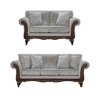 Roundhill Furniture Hernen 2-Piece Carved Wood Frame Living Room Set