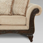 Roundhill Furniture Hernen 2-Piece Carved Wood Frame Living Room Set