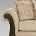Roundhill Furniture Hernen 2-Piece Carved Wood Frame Living Room Set