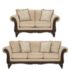 Roundhill Furniture Hernen 2-Piece Carved Wood Frame Living Room Set