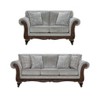 Roundhill Furniture Hernen 2-Piece Carved Wood Frame Living Room Set