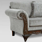 Roundhill Furniture Hernen 2-Piece Carved Wood Frame Living Room Set