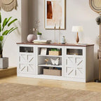 TV Stand with Double Barn Doors Storage Cabinets