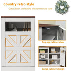 TV Stand with Double Barn Doors Storage Cabinets