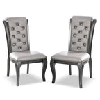 Mora Glam Grey Faux Leather Dining Chairs (Set of 2) by Furniture of America