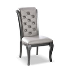 Mora Glam Grey Faux Leather Dining Chairs (Set of 2) by Furniture of America