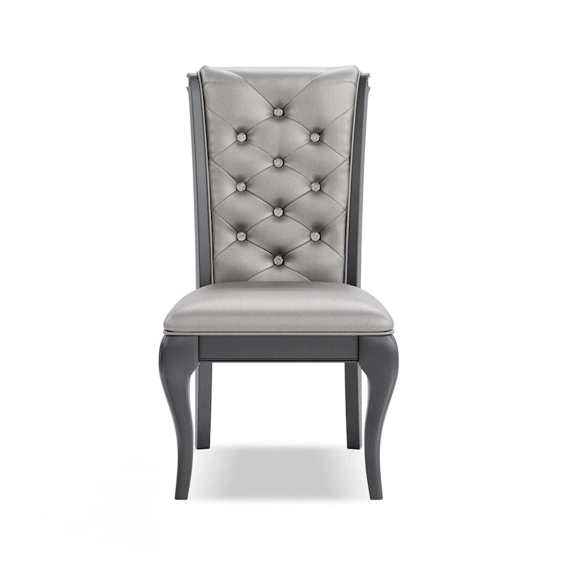 Mora Glam Grey Faux Leather Dining Chairs (Set of 2) by Furniture of America