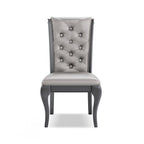 Mora Glam Grey Faux Leather Dining Chairs (Set of 2) by Furniture of America