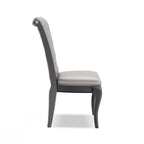 Mora Glam Grey Faux Leather Dining Chairs (Set of 2) by Furniture of America