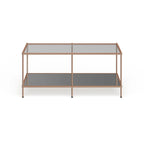SEI Furniture Grant Goldtone Rectangular Coffee Table with Glass top and Bottom Shelf