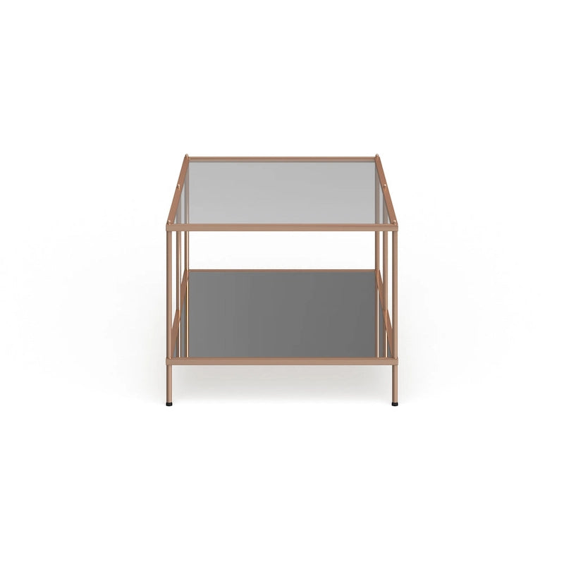 SEI Furniture Grant Goldtone Rectangular Coffee Table with Glass top and Bottom Shelf