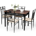 5 Piece Dining Set Wood Metal Table and Chairs Kitchen Furniture