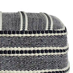 WYNDENHALL Anika Square Woven Pouf in Navy and White Recycled PET Polyester