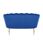 Home Beyond Contemporary Velvet Sofa Blue Soft Loveseat Daisy Chair with Golden Metal Legs for Living Room, Bedroom