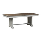 Abbey Park Antique White & Weathered Brown 7 Piece Trestle Table Set