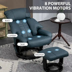 HOMCOM Massage Recliner Chair with Ottoman, 360 Swivel Recliner and Footstool, PU Leather Reclining Chair, Gray