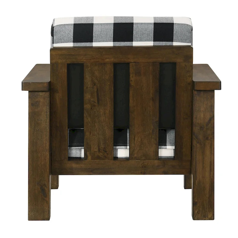 Jimo Rustic Oak Linen Fabric Padded Accent Chair by Furniture of America
