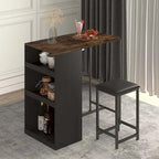 Mixoy Kitchen Table and Stools Set with 3 Storage Shelves,Bistro Bar Table with Bar Stools,Bar Counter,Suitable for Drinking