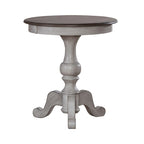 Ocean Isle Antique White & Weathered Pine Round End Table