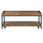 Steve Silver Leyburn Industrial Wood and Metal Coffee Table with Casters