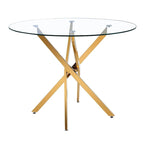 Round Glass Dining Table with Gold Star Base (36) - 29.5H x 36W x 36D