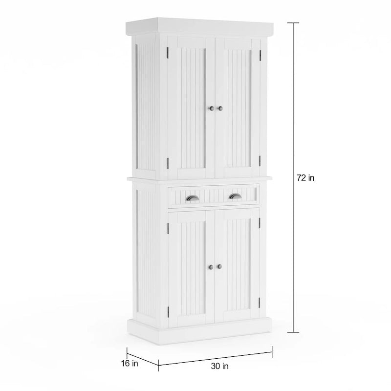 Homestyles Nantucket Sanded Off-White Pantry with Four Doors - N/A