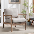 Mid Century Modern Accent Chair with Solid Wood Frame & Removable Cushions