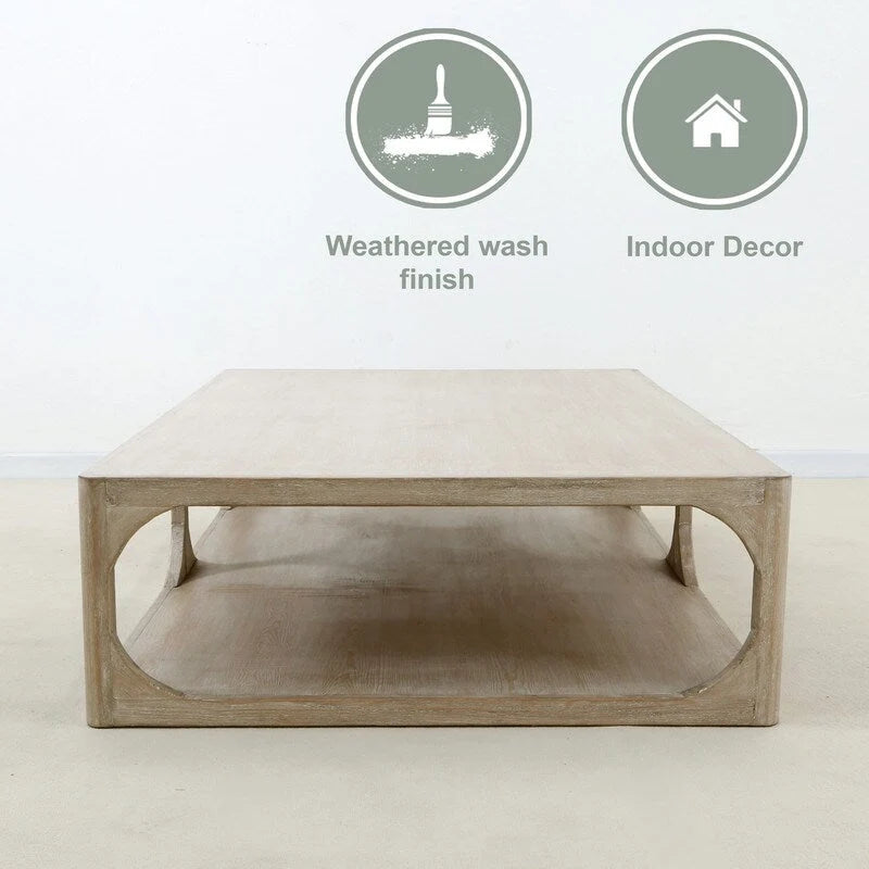 White Wash Reclaimed Wood Coffee Table - 67" Large