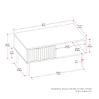 Black Fluted Coffee Table - Metal Legs with Drawer