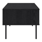 Black Fluted Coffee Table - Metal Legs with Drawer