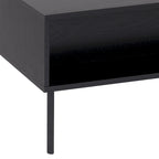 Black Fluted Coffee Table - Metal Legs with Drawer