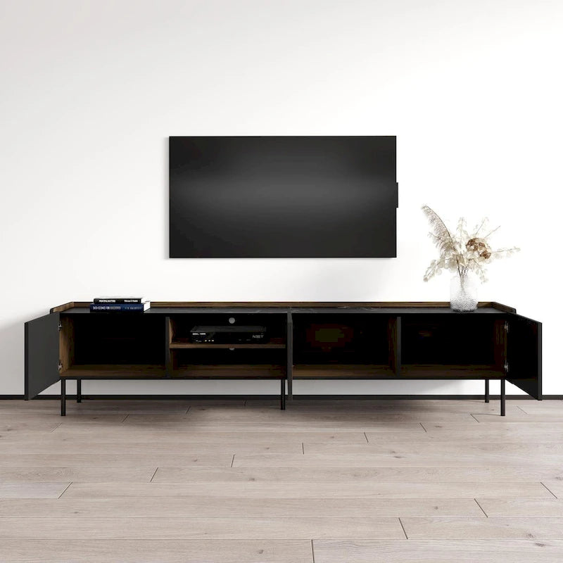 Walnut/Black Modern TV Stand - Up to 85" TVs