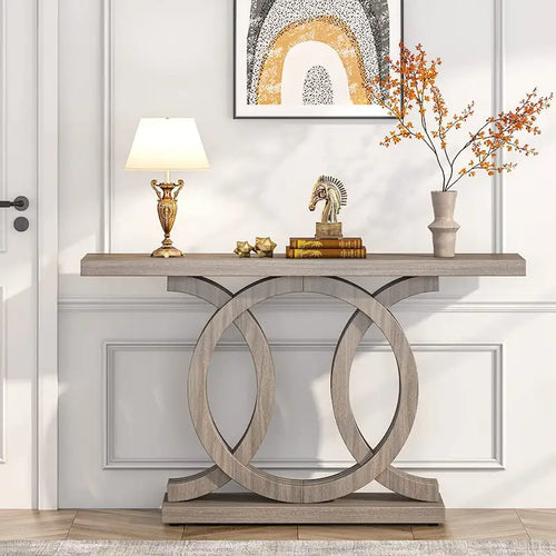 55 Console Sofa Table, Wood Entryway Foyer Table for Living Room