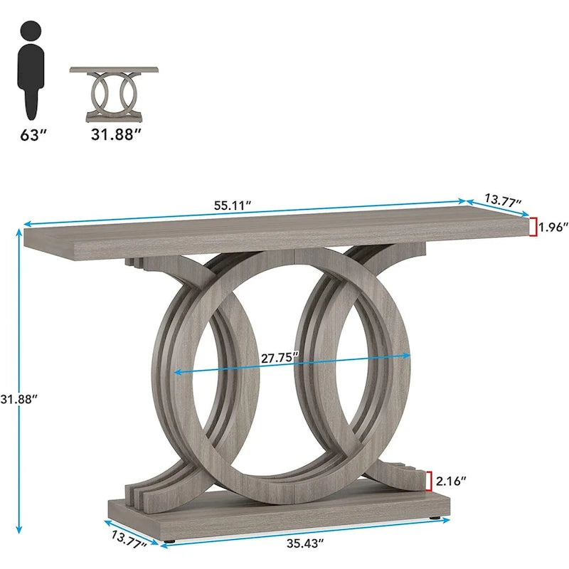 55 Console Sofa Table, Wood Entryway Foyer Table for Living Room